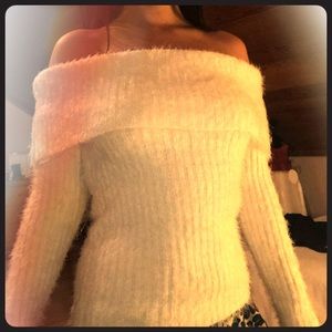 Long sleeve off the shoulder sweater